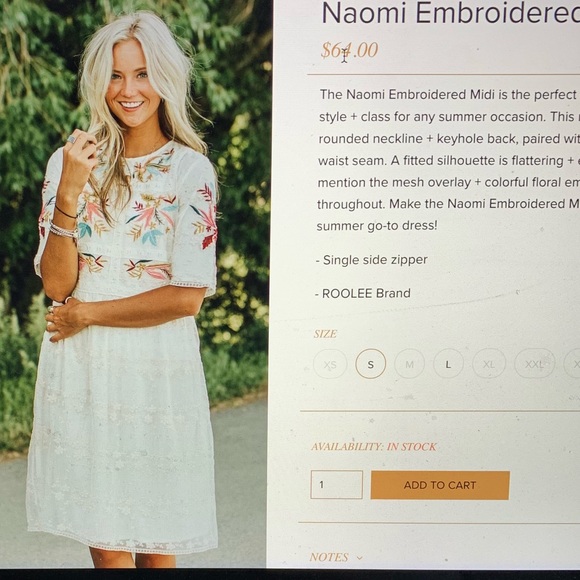 New Roolee Naomi Embroidered Dress 